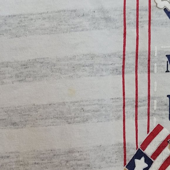 Vintage Patriotic Bear Made In The USA Shirt Light Gray Stripes Size L Gopher - Picture 3 of 8